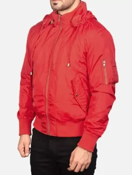 Men Red Hooded Jacket