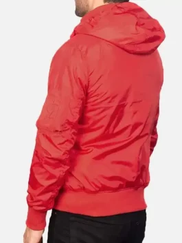 Men Red Hooded Jacket back