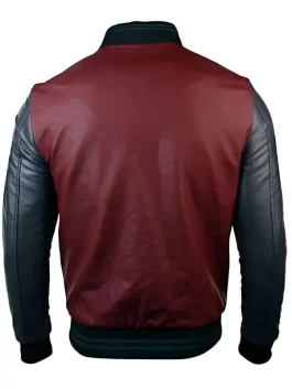 Men Synthetic Leather Baseball Jacket back