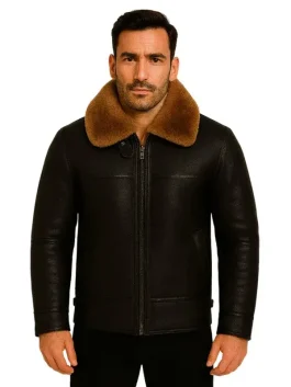 Men Traditional Shearling Leather Jacket