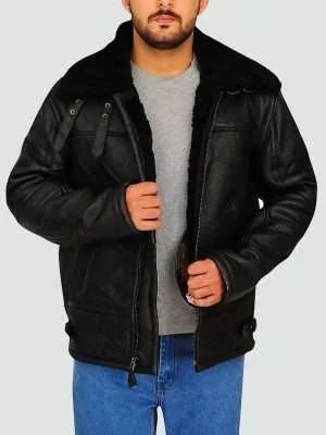 Men Sheepskin Bomber Leather Jacket
