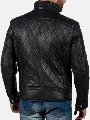 Alternative view of Men’s Quilted Style Mate Black Leather Jacket