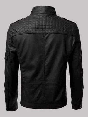 Alternative view of Men’s Black Biker Slim Fit Leather Jacket