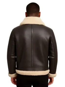 Men Brown Shearling Bomber Jacket