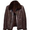 Men Brown Distressed B3 Shearling Leather Jacket