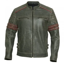 Men’s Cafe Racer Motorcycle Black Leather Jacket