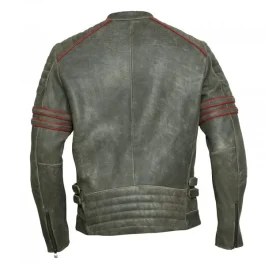 Men’s Cafe Racer Motorcycle Black Leather Jacket back