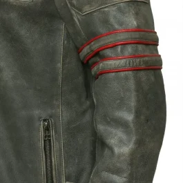 Men’s Cafe Racer Motorcycle Black Leather Jacket sholder