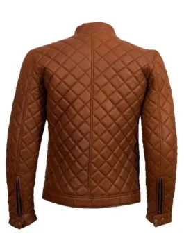 Men's Cafe Racer Quilted Brown Jacket
