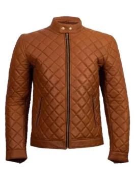 Men's Cafe Racer Quilted Brown Jacket