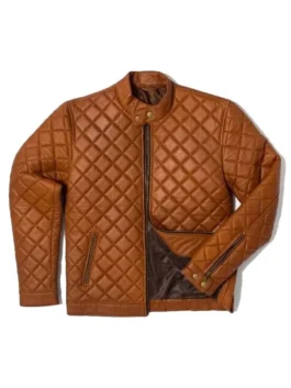 Men's Cafe Racer Quilted Brown Jacket