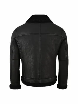Mens Jet Black Shearling Jacket back