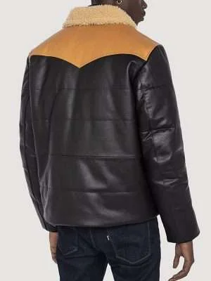 Alternative view of Men Classic Puffer Leather Black Jacket