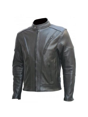 Men’s Sporty Style Leather Motorcycle Jacket