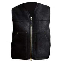 Men's Black Suede Leather Vest