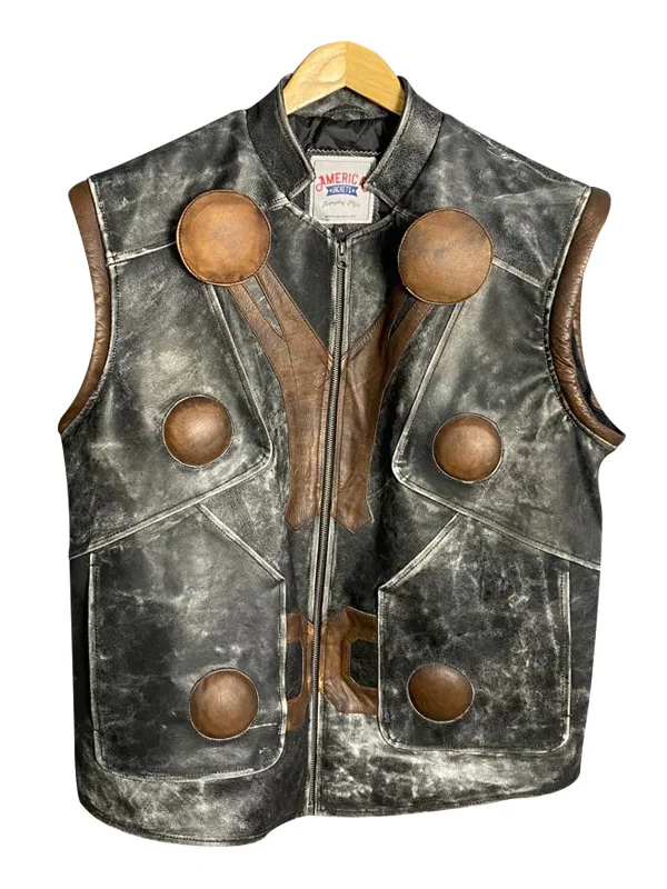 Mens Thor Vintage Moto Quilted Leather Jacket - Image 3