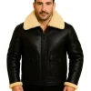 Navy Flight Leather Shearling Jacket