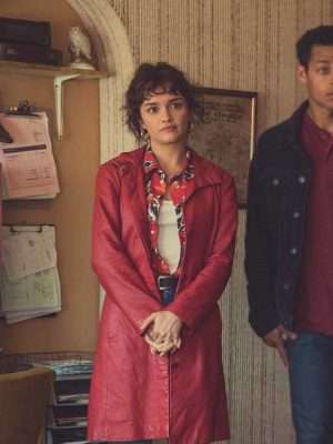 Olivia Cooke Pixie Leather Coat