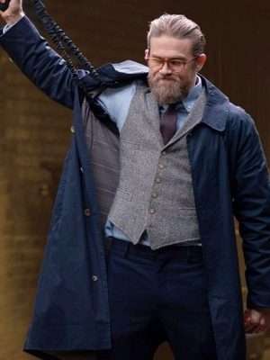 Ray The Gentlemen Charlie Hunnam Dark Blue Trench Coat
