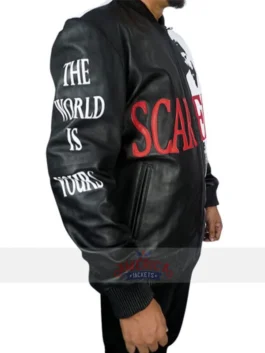 Men's Black and White Scarface Leather Outerwear