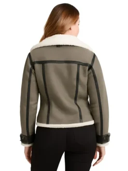 Women’s Shearling Grey Motorcycle Leather Jacket