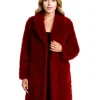 Long black plush faux Fur Coat, oversized fit, Holidate Emma Roberts inspired style.