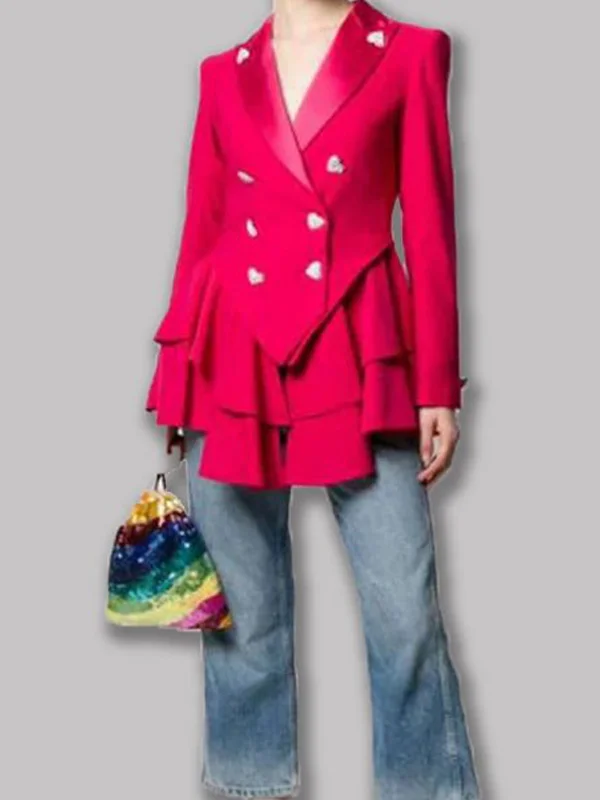 Ted Lasso Keeley Pink Heart Button Blazer - Image 3