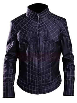 The Amazing Spider-Man 2 Black Leather Jacket with embossed spider logo