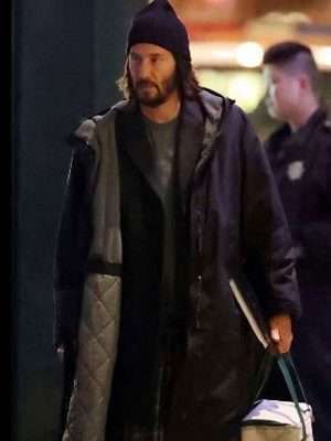 The Matrix 4 Keanu Reeves Black Hooded Coat