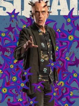 The Thinker from The Suicide Squad wearing a sophisticated cotton blazer with a notch lapel and tailored fit for a professional movie look.