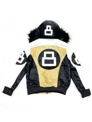 Alternative view of Khaki and White 8 Ball Hooded Jacket