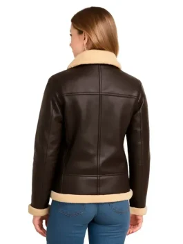 Women Shearling Aviator Bomber Jacket