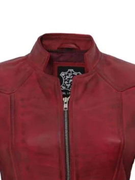 Womens Amy Slim Fit Distressed Leather Jacket