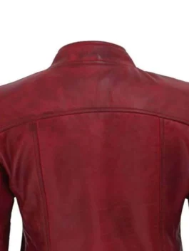 Womens Amy Slim Fit Distressed Maroon Jacket