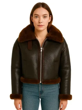 Women’s Brown Leather Shearling Jacket