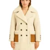 Double Breasted White Shearling Coat