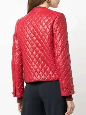 Alternative view of Women’s Lambskin Quilted Red Jacket