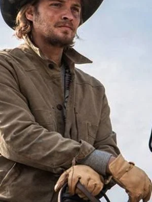 Alternative view of Luke Grimes Yellowstone Brown Leather Jacket