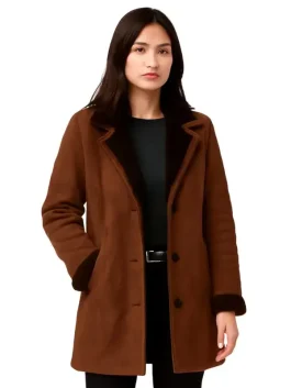 Monica Dutton Yellowstone Brown Shearling Coat