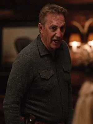 Alternative view of John Dutton Yellowstone S04 Grey Cardigan