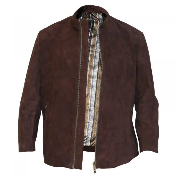 Men's Biker Brown Suede Leather Jacket - Image 5