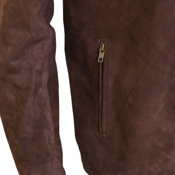 Men's Biker Brown Suede Leather Jacket - Image 4
