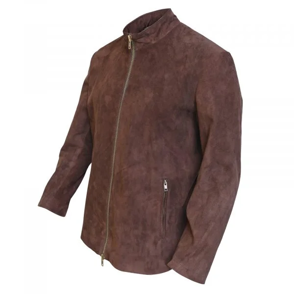 Men's Biker Brown Suede Leather Jacket - Image 3