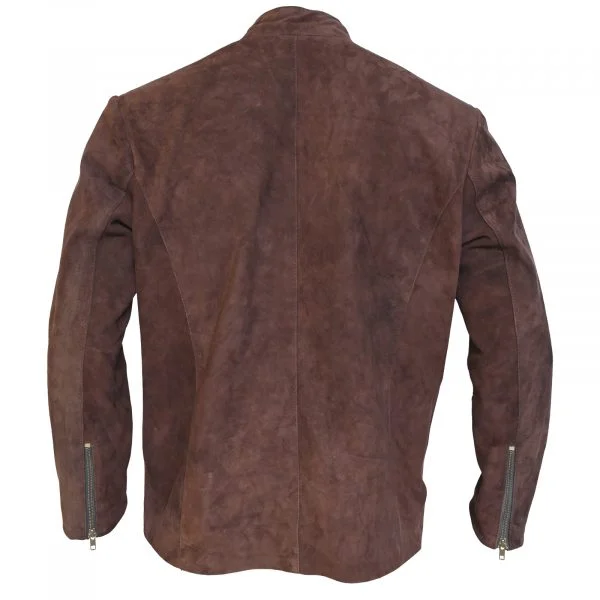 Men's Biker Brown Suede Leather Jacket - Image 2