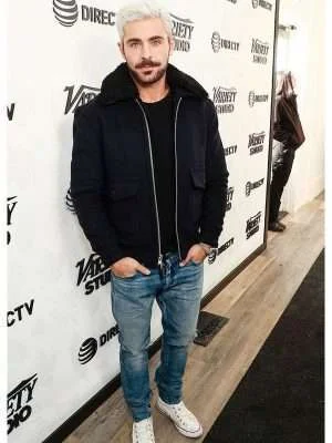 Zac Efron Blue Fur Jacket For Men