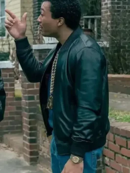 BMF Demetrius ‘Lil Meech’ Flenory Black Bomber Jacket worn by the character in the popular crime drama series.