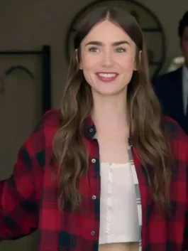 emily-in-paris-emily-cooper-red-plaid-shirt