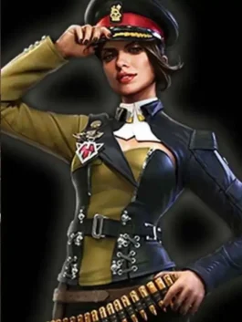Free Fire Paloma Jacket featuring a sleek black finish and a high collar design for an authoritative gaming look.
