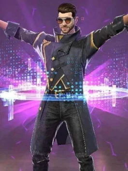 Alok Coat featuring a premium vegan leather finish and a long tactical silhouette for a bold gaming inspired look.