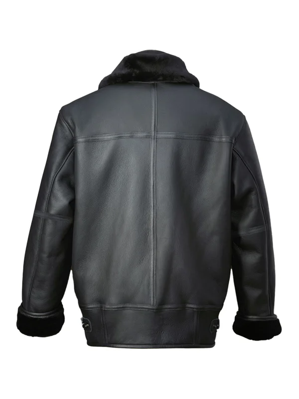 Men Black Aircraft Shearling Jacket - Image 2